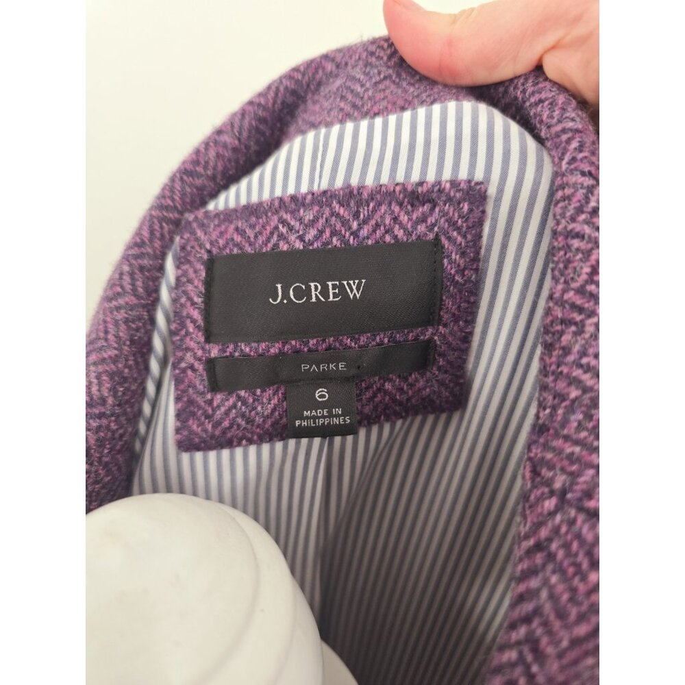 J. Crew Parke Wool Purple Herringbone Womens 2 Pc Suit Set Blazer Pants 6 S - Picture 10 of 12